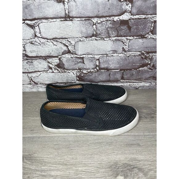 Sperry Seaside Perforated Black Suede Leather Slip On Shoes Sneakers 8M US/39EU - Picture 12 of 16